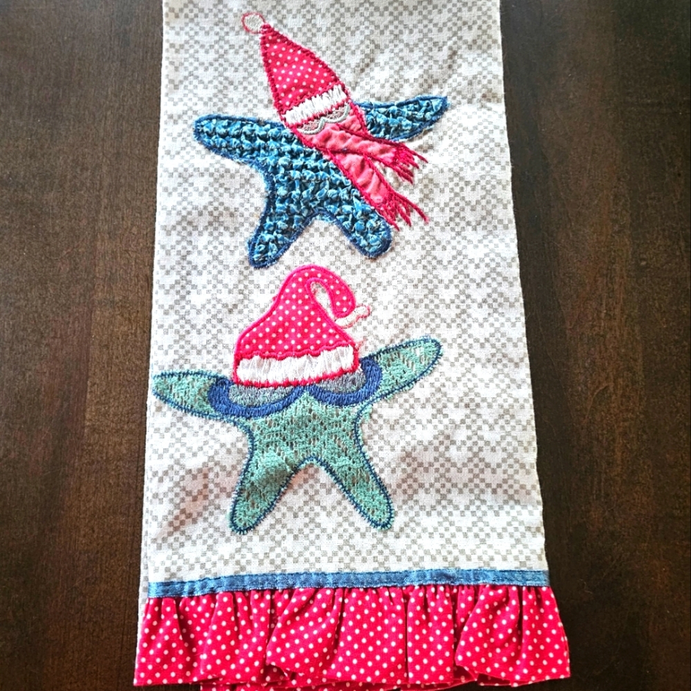 Coastal themed tea towel